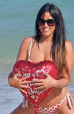 CLAUDIA ROMANI in Red and White Bikini on Valentine