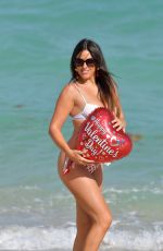 CLAUDIA ROMANI in Red and White Bikini on Valentine