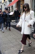 DAKOTA JOHNSON Leaves Her Hotel in Paris 02/05/2018