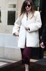 DAKOTA JOHNSON Leaves Her Hotel in Paris 02/05/2018