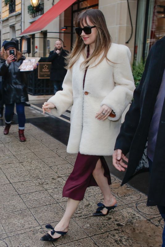 DAKOTA JOHNSON Leaves Her Hotel in Paris 02/05/2018