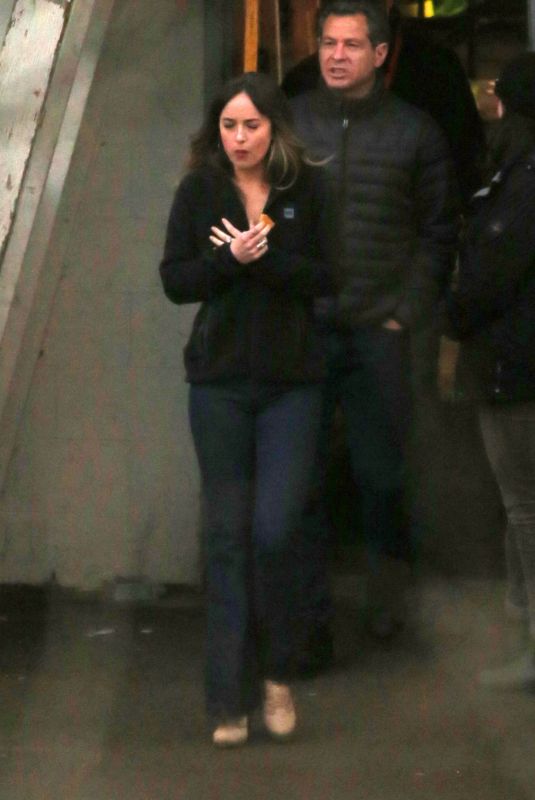 DAKOTA JOHNSON on the Set of Bad Times at the El Royale in Burnaby 02/14/2018