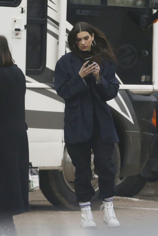 DUA LIPA on the Set of New Music Video in London 02/23/2018
