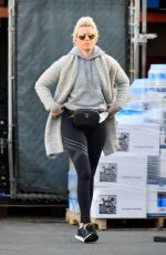 ELIZABETH BANKS Shows New Bleached Blonde Hair in Studio City 02/25/2018