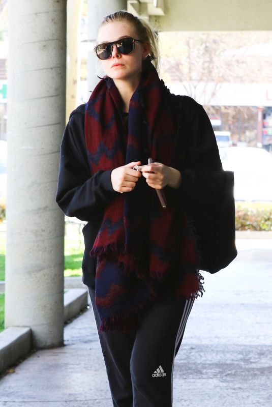 ELLE FANNING Arrives at a Gym in Los Angeles 02/23/2018