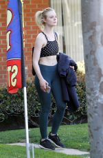 ELLE FANNING in Tights Out in Studio City 02/24/2018