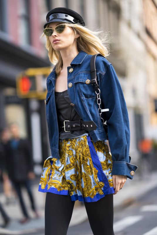 ELSA HOSK in Vintage Versace Out in New York 02/12/2018
