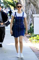 EMMY ROSSUM in Denim Dress Out Shopping in West Hollywood 02/23/2018