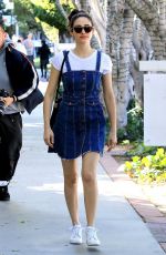 EMMY ROSSUM in Denim Dress Out Shopping in West Hollywood 02/23/2018