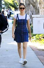 EMMY ROSSUM in Denim Dress Out Shopping in West Hollywood 02/23/2018