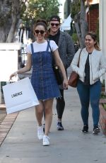 EMMY ROSSUM in Denim Dress Out Shopping in West Hollywood 02/23/2018