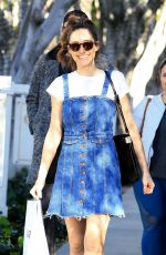 EMMY ROSSUM in Denim Dress Out Shopping in West Hollywood 02/23/2018