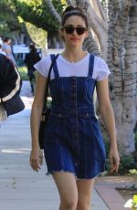 EMMY ROSSUM in Denim Dress Out Shopping in West Hollywood 02/23/2018