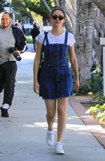 EMMY ROSSUM in Denim Dress Out Shopping in West Hollywood 02/23/2018
