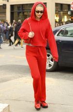 GIGI HADID All in Red Out Shopping in New York 02/17/2018