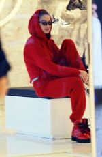 GIGI HADID All in Red Out Shopping in New York 02/17/2018