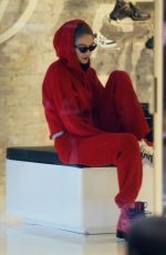 GIGI HADID All in Red Out Shopping in New York 02/17/2018