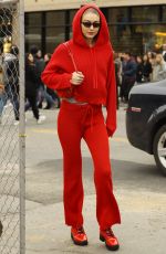 GIGI HADID All in Red Out Shopping in New York 02/17/2018