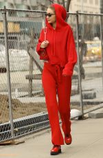 GIGI HADID All in Red Out Shopping in New York 02/17/2018
