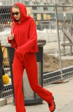 GIGI HADID All in Red Out Shopping in New York 02/17/2018