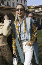 GIGI HADID Arrives at Alberta Ferretti Fashion Show in Milan 02/21/2018