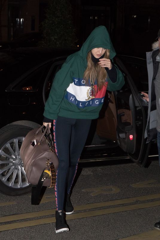GIGI HADID Arrives at Her Hotel in Paris 02/25/2018
