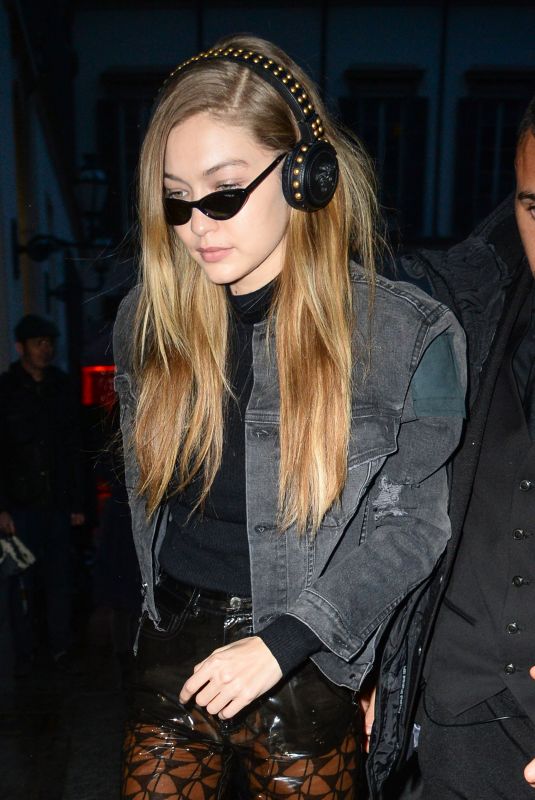 GIGI HADID Arrives at Versace Fashion Show in Milan 02/23/2018