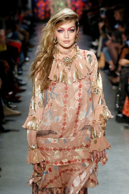GIGI HADID at Anna Sui Runway Show at New York Fashion Week 02/12/2018