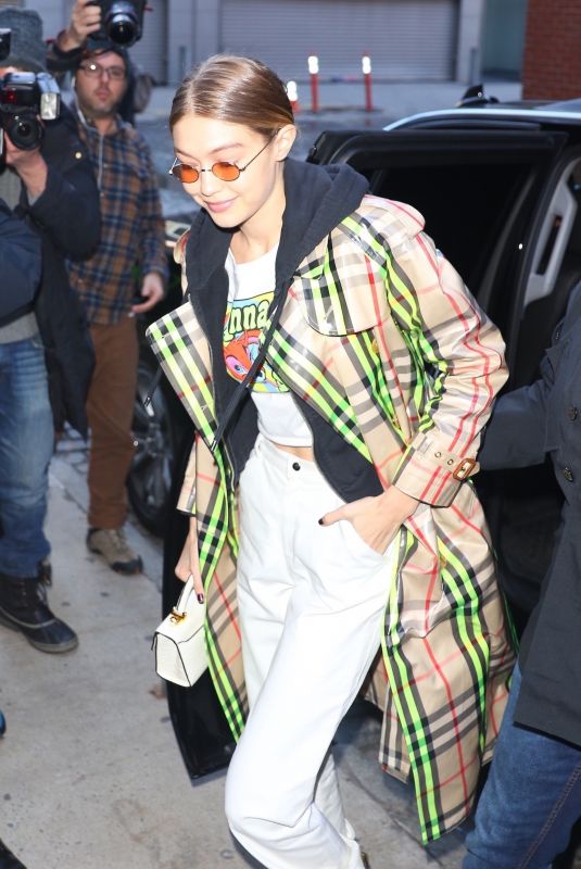 GIGI HADID Heading at Anna Sui Runway Show at NYFW in New York 02/12/2018