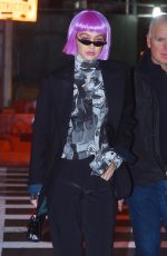 GIGI HADID in a Colorful Wig Arrives at Her Home in New York 02/08/2018