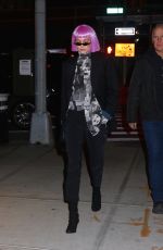 GIGI HADID in a Colorful Wig Arrives at Her Home in New York 02/08/2018