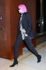 GIGI HADID in a Colorful Wig Arrives at Her Home in New York 02/08/2018