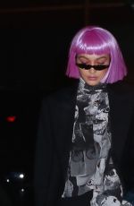 GIGI HADID in a Colorful Wig Arrives at Her Home in New York 02/08/2018