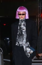 GIGI HADID in a Colorful Wig Arrives at Her Home in New York 02/08/2018
