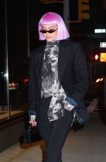 GIGI HADID in a Colorful Wig Arrives at Her Home in New York 02/08/2018