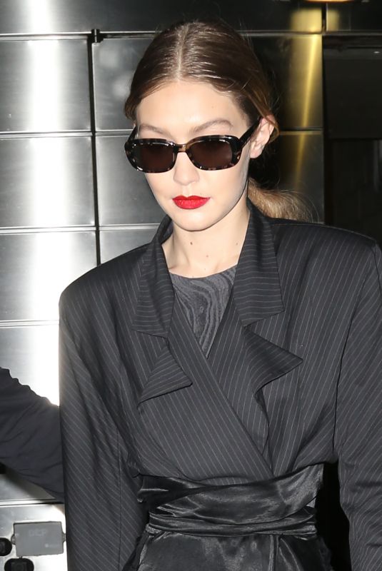 GIGI HADID Leaves Brandon Maxwell Fashion Show at NYFW in New York 02/11/2018