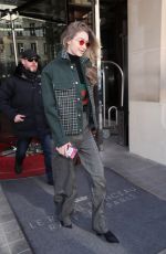 GIGI HADID Leaves Her Hotel in Paris 02/28/2018