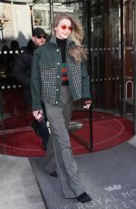 GIGI HADID Leaves Her Hotel in Paris 02/28/2018