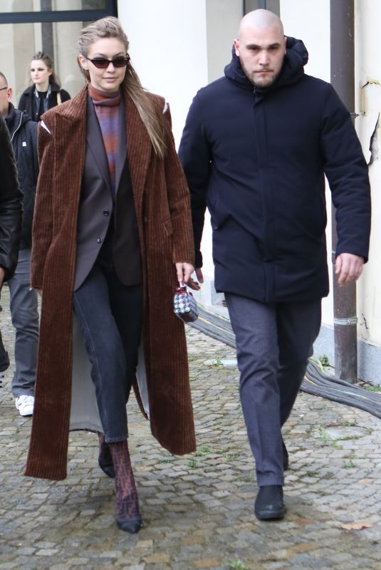 GIGI HADID Leaves Max Mara Fashion Show in Milan 02/22/2018