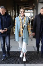 GIGI HADID Out and About in Milan 02/21/2018