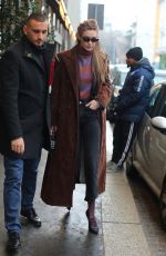 GIGI HADID Out for a Coffee in Milan 02/22/2018