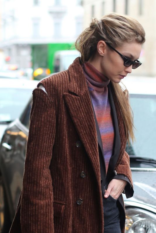 GIGI HADID Out for a Coffee in Milan 02/22/2018