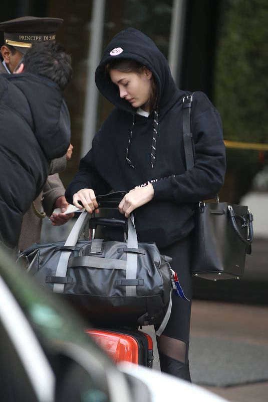 GRACE ELIZABETH Arrives at Her Hotel in Milan 02/20/2018