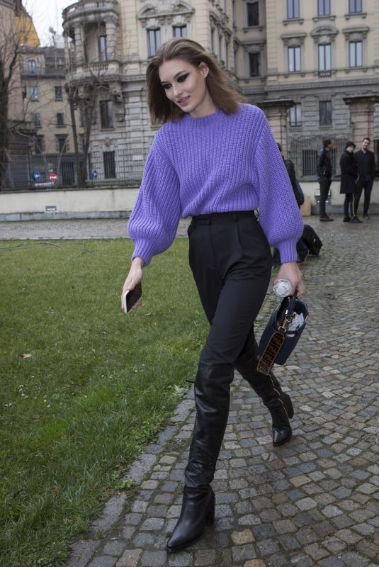 GRACE ELIZABETH Leaves Max Mara Fashion Show in Milan 02/22/2018