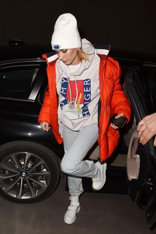 HAILEY BALDWIN Arrives at Tommy Hilfiger Fashion Show in Milan 02/25/2018