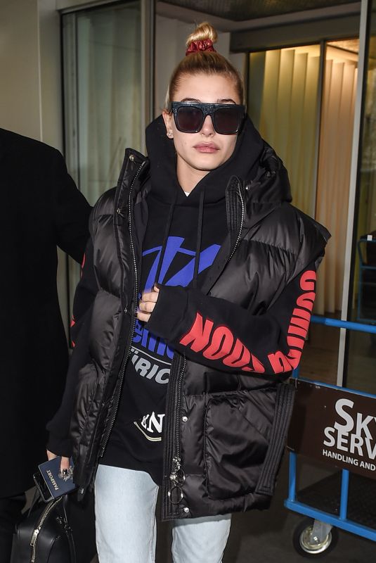 HAILEY BALDWIN at Linate Airport in Milan 02/23/2018