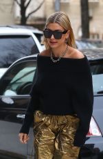 HAILEY BALDWIN in a Gold Pants Out in New York 02/09/2018