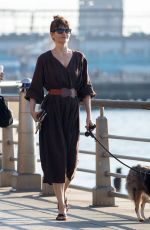 HELENA CHRISTENSEN Walks Her Dog Out in New York 02/22/2018