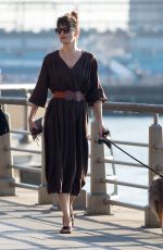 HELENA CHRISTENSEN Walks Her Dog Out in New York 02/22/2018