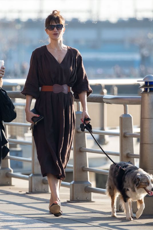HELENA CHRISTENSEN Walks Her Dog Out in New York 02/22/2018